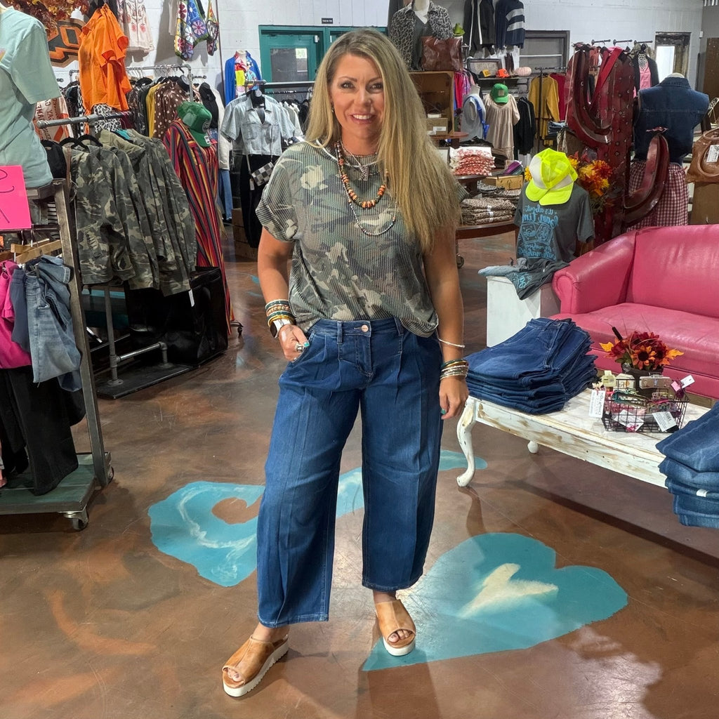 Camo Ribbed Short Sleeve Shirt - Country Lace Boutique