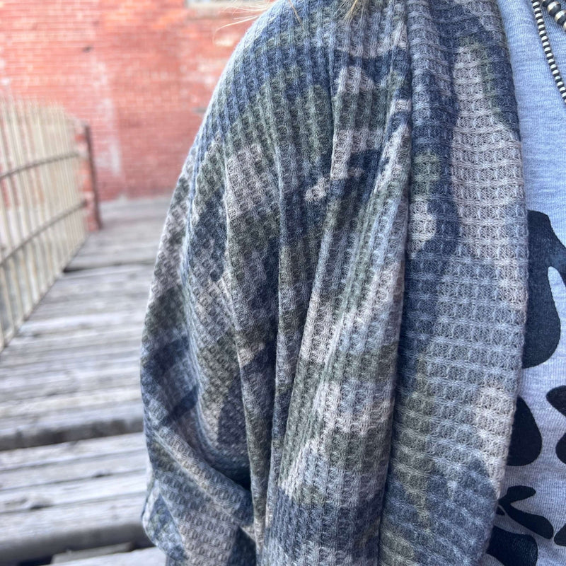 Camo Waffle Dolman Cardigan - Country Lace Boutique