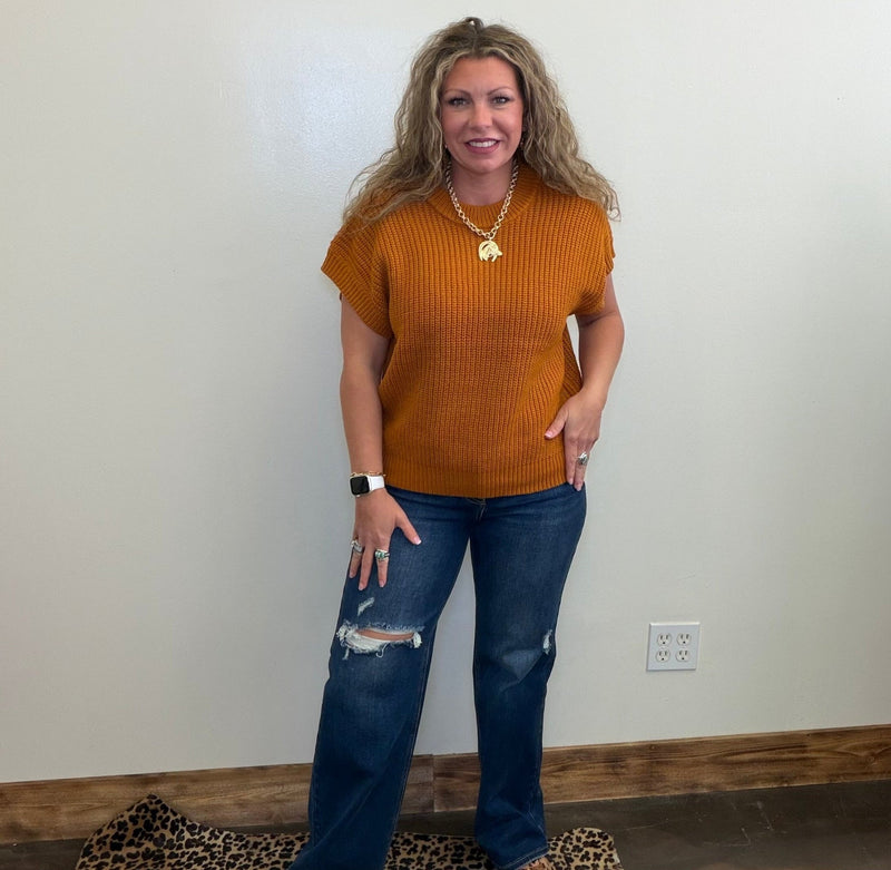 Caramel Brown Sweater Vest - Country Lace Boutique