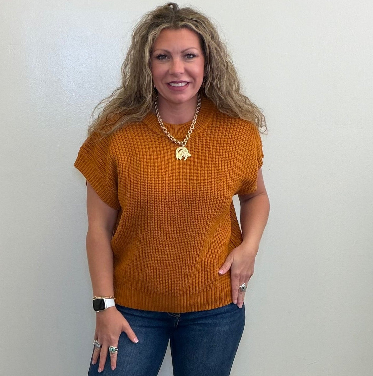 Caramel Brown Sweater Vest - Country Lace Boutique