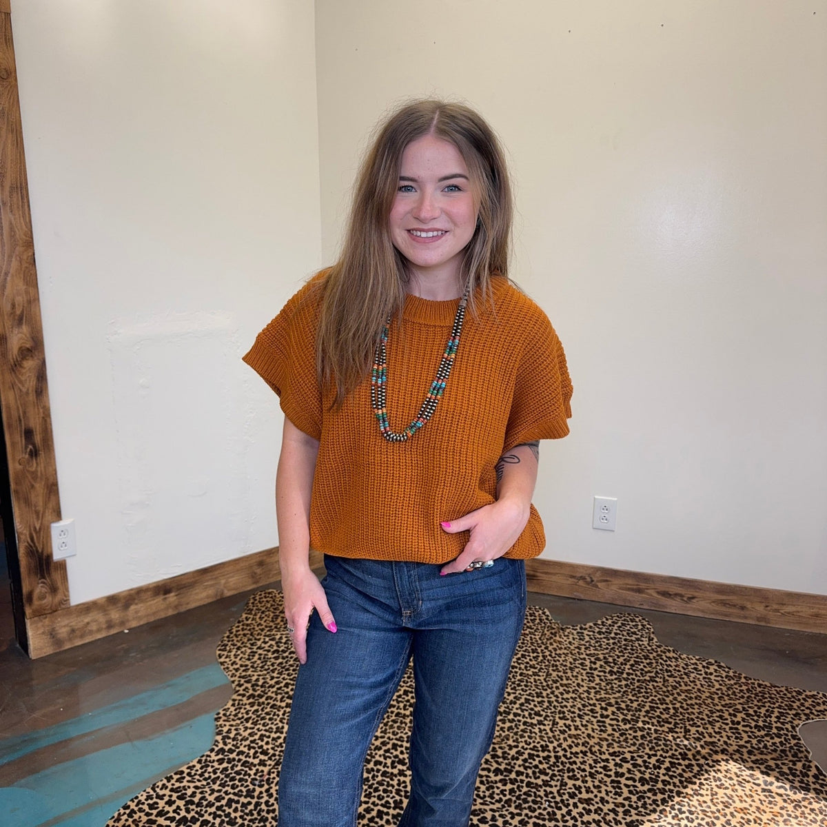 Caramel Brown Sweater Vest - Country Lace Boutique