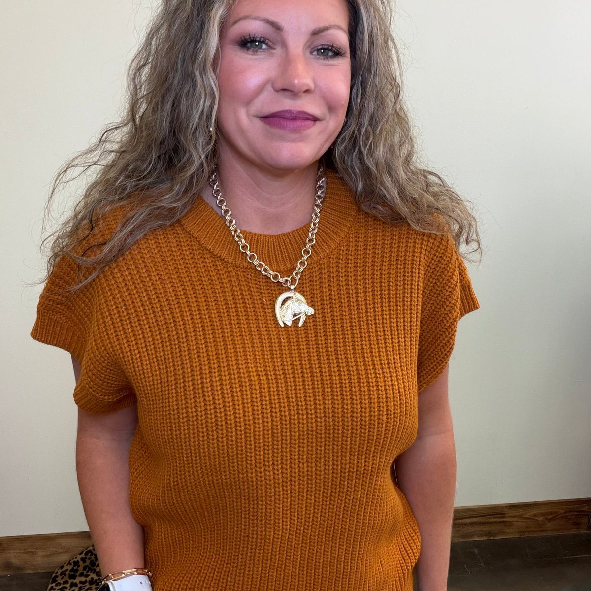 Caramel Brown Sweater Vest - Country Lace Boutique