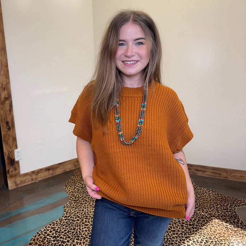 Caramel Brown Sweater Vest - Country Lace Boutique