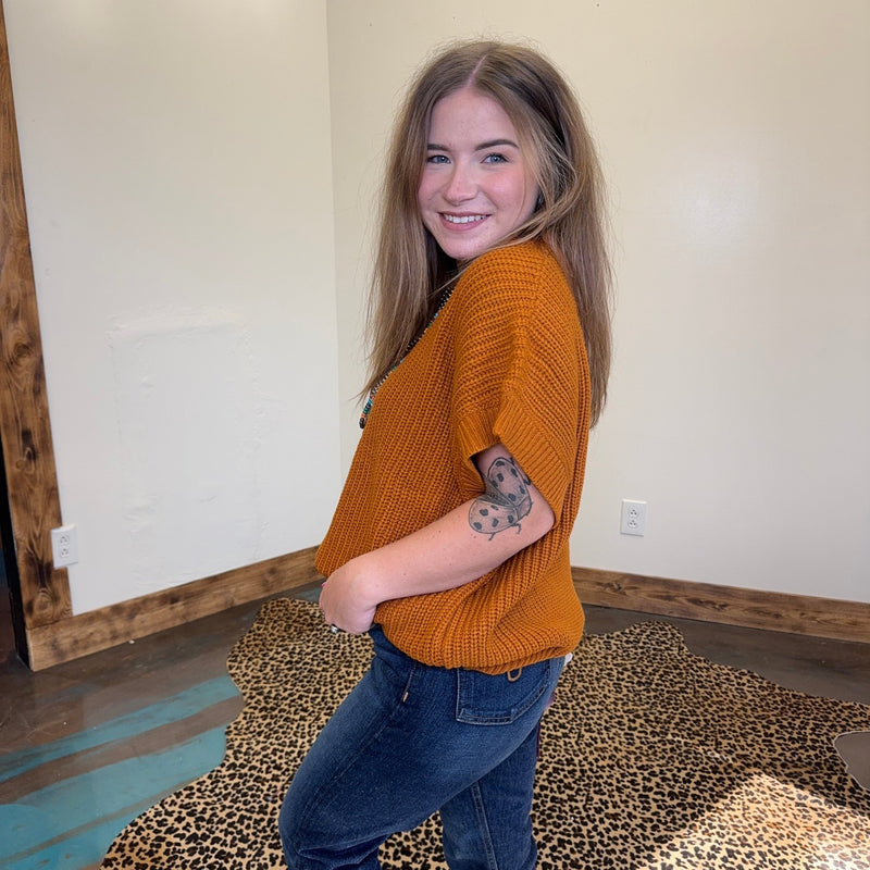 Caramel Brown Sweater Vest - Country Lace Boutique