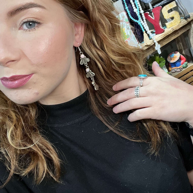 Chandelier Pink Conch Fan Sterling Silver Earring - Country Lace Boutique