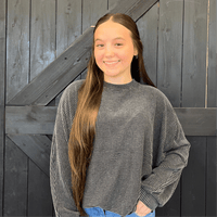 Charcoal Dolman Ribbed Soft Long sleeve Shirt - Country Lace Boutique