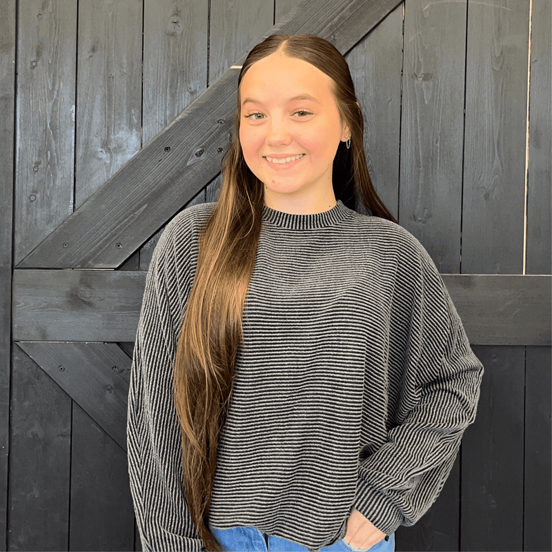 Charcoal Dolman Ribbed Soft Long sleeve Shirt - Country Lace Boutique