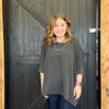 Charcoal Ribbed Dolman Shortsleeve Top - Country Lace Boutique