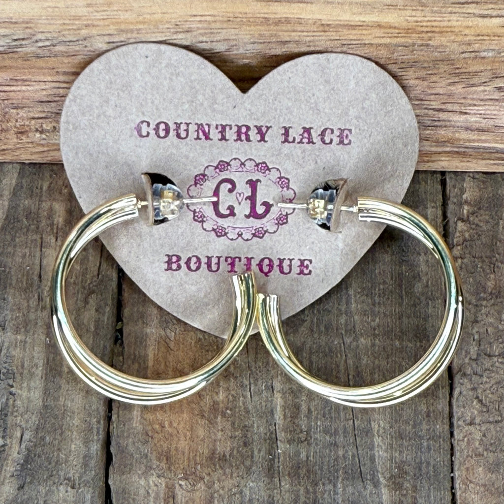 Cheryl’s Favorite 3 Gold Hoop Fashion Earring - Country Lace Boutique