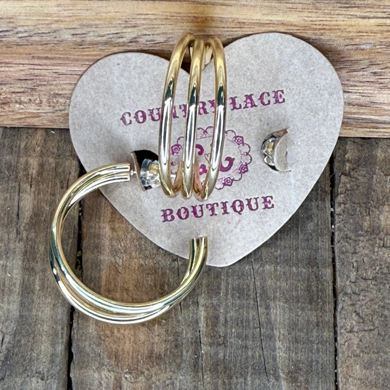 Cheryl’s Favorite 3 Gold Hoop Fashion Earring - Country Lace Boutique