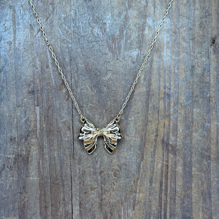 Chunky Gold Bow Fashion Necklace - Country Lace Boutique