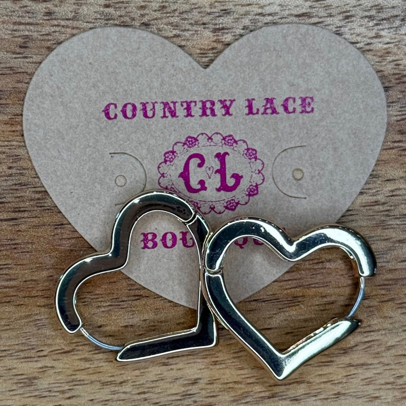 Chunky Gold Heart Fashion Earring - Country Lace Boutique