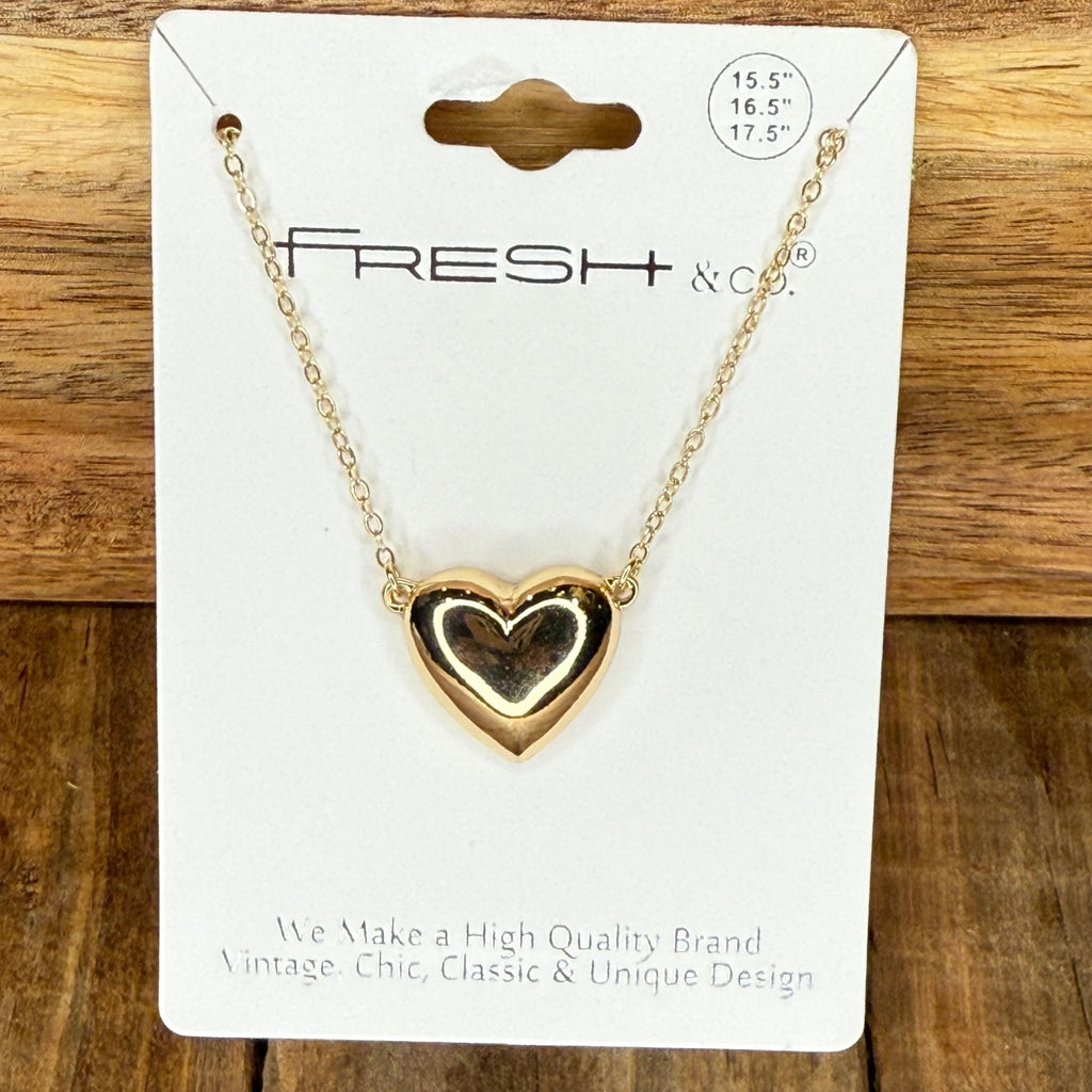 Chunky Gold Heart Fashion Necklace - Country Lace Boutique