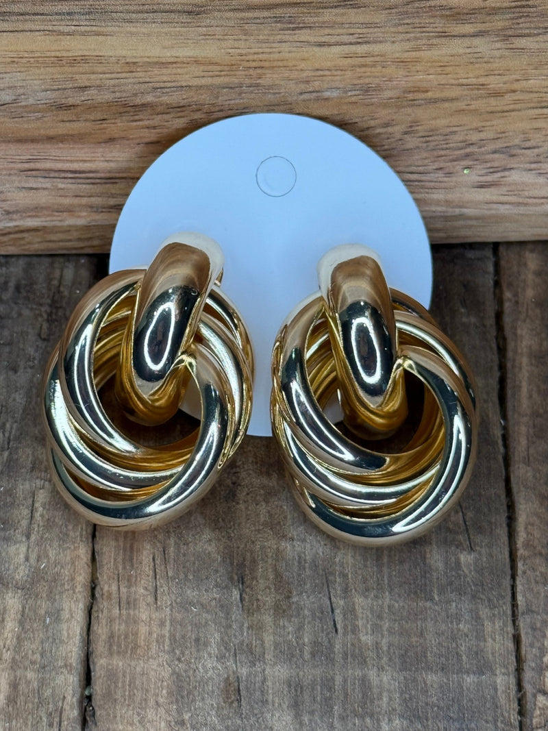 Chunky Gold Twisted Knot Fashion Earring - Country Lace Boutique