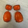 Chunky Orange Gold Post Dangle Fashion Earrings - Country Lace Boutique