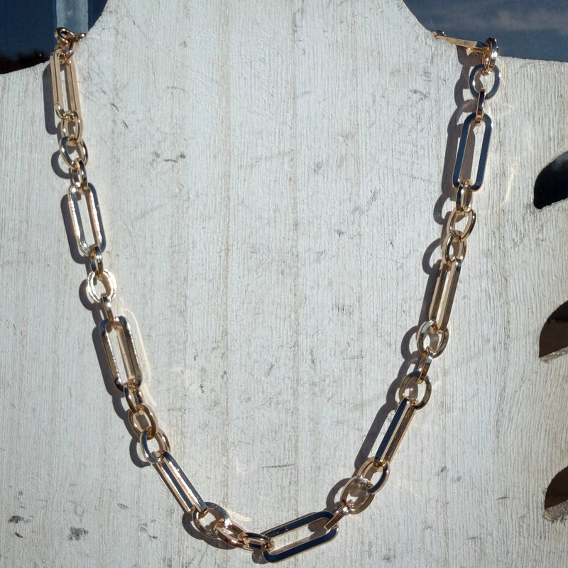 Chunky Patterned Link Gold Fashion Necklace - Country Lace Boutique