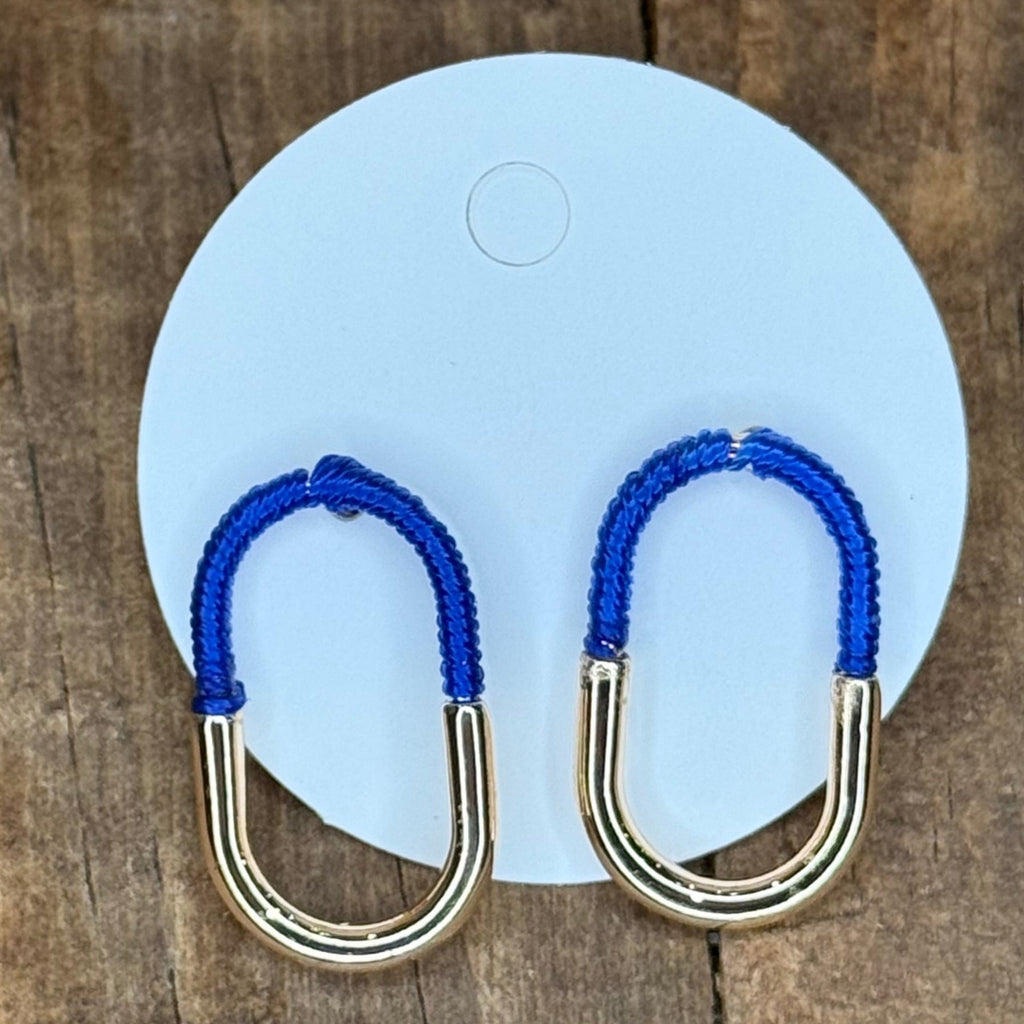 Classy Blue & Gold Fun Post Fashion Earrings - Country Lace Boutique