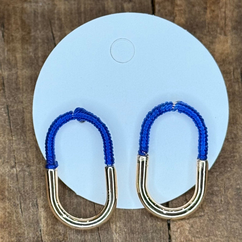 Classy Blue & Gold Fun Post Fashion Earrings - Country Lace Boutique