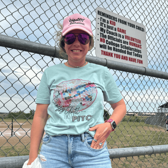 Classy Until First Pitch Bling T-Shirt size medium - Country Lace Boutique