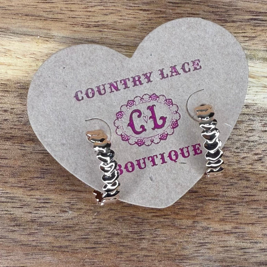 Cluster Heart Hoop Gold Post Fashion Earrings - Country Lace Boutique