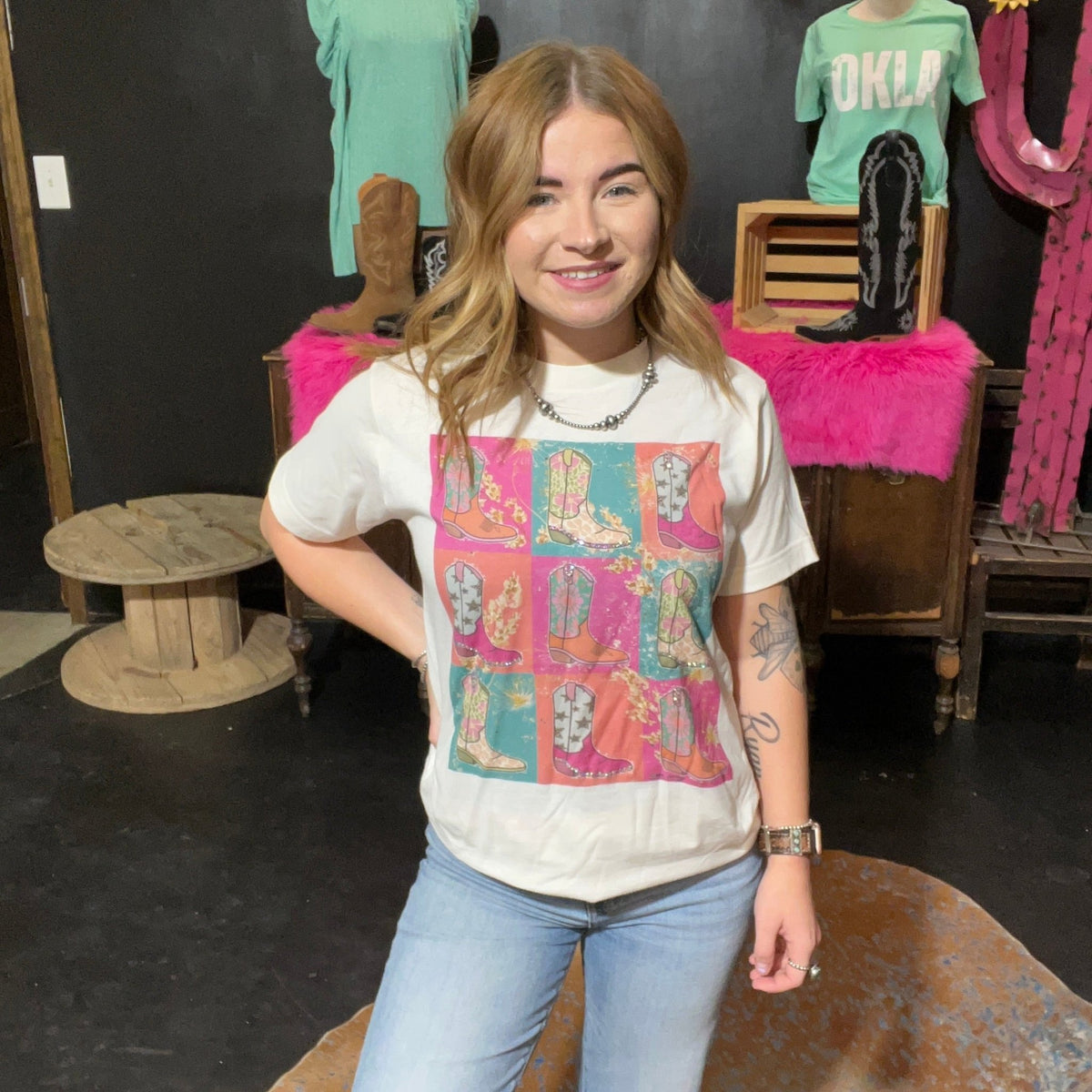 Colorful Cowboy Boot Bling T-Shirt size 2XL - Country Lace Boutique