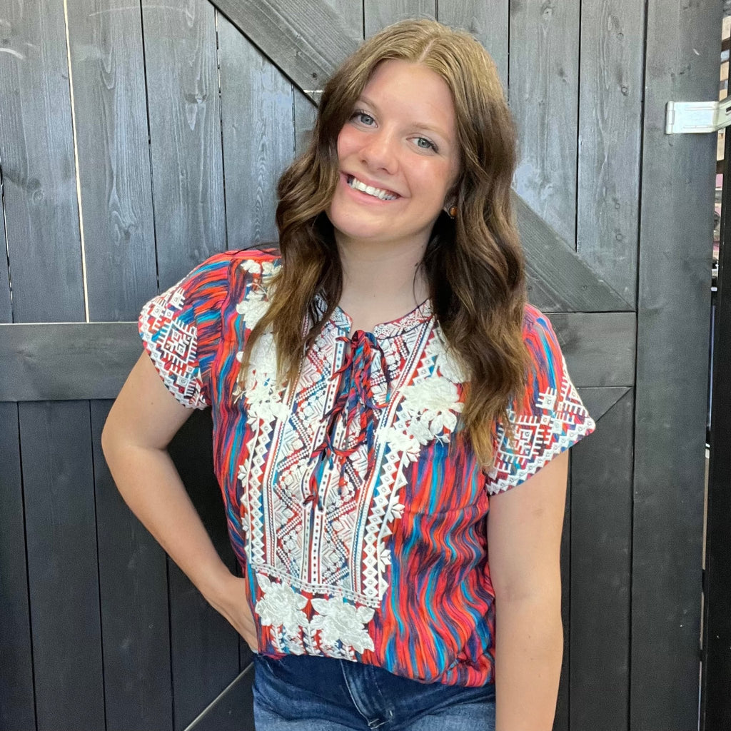 Colorful Savannah Jane Top - Country Lace Boutique