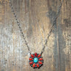 coralandturquoiseclusternecklace