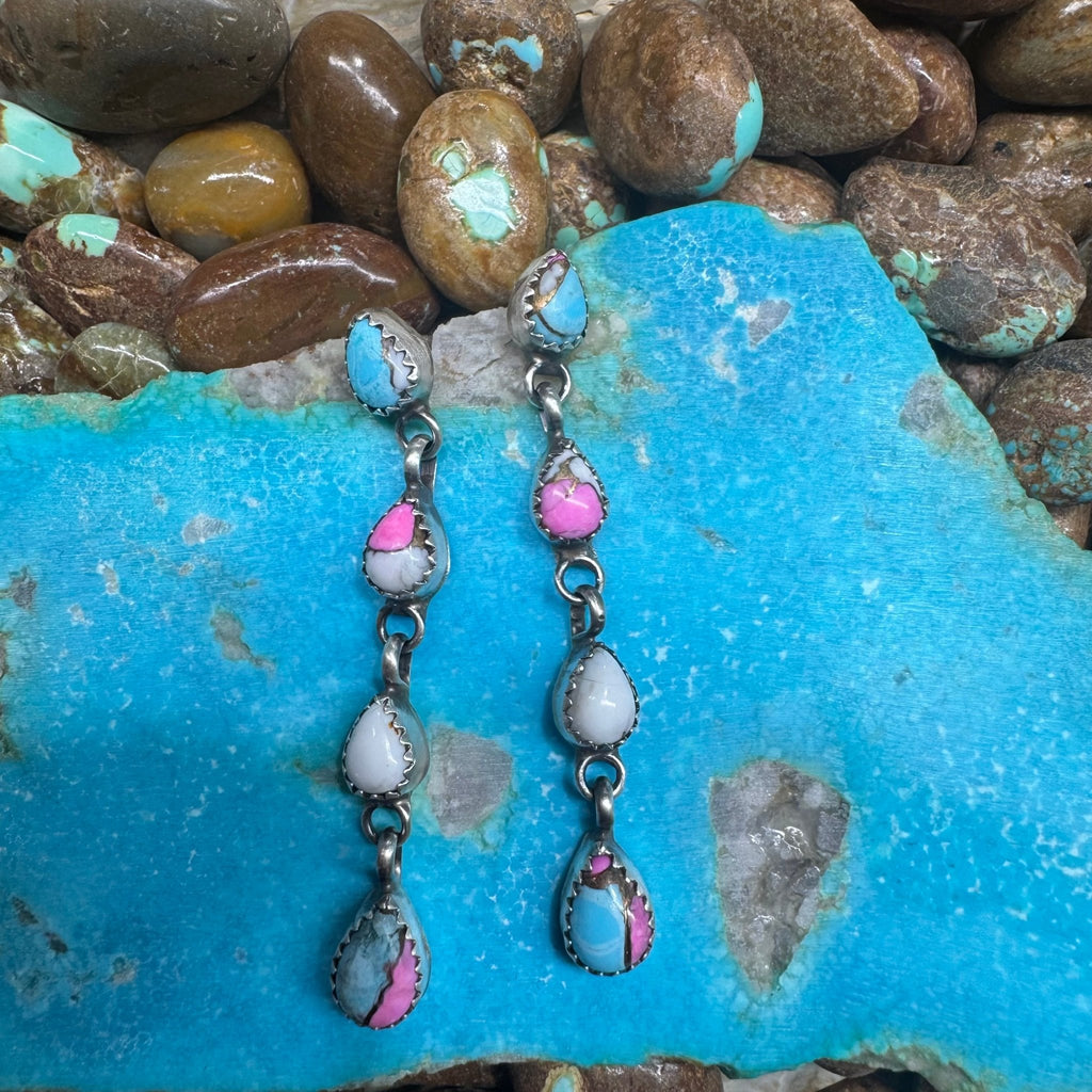 Cotton Candy Fancy Dangle Post Sterling Silver Earring - Country Lace Boutique