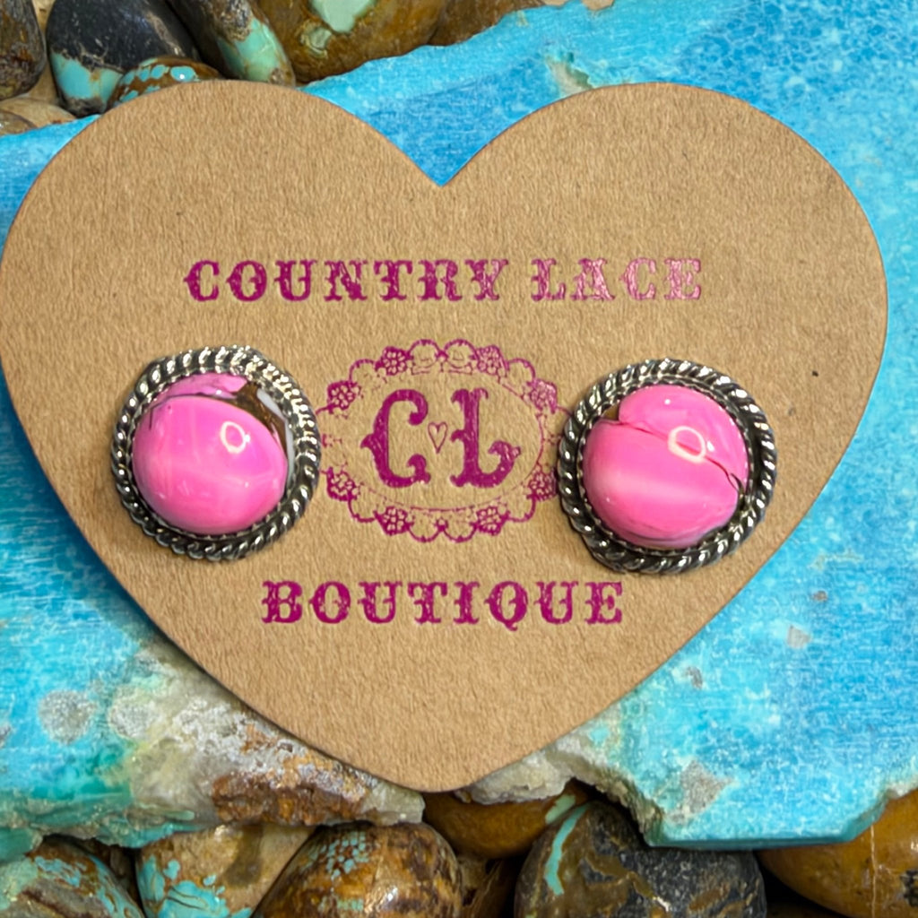Cotton Candy Round Post Sterling Silver Earring - Country Lace Boutique