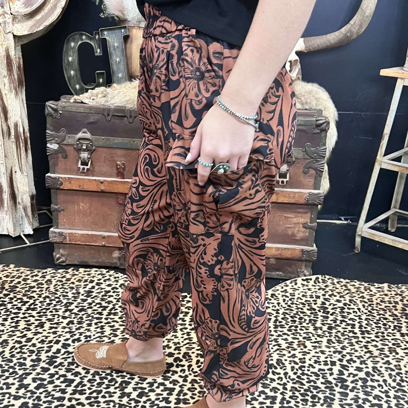 Country Road Leather Print Joggers - Country Lace Boutique