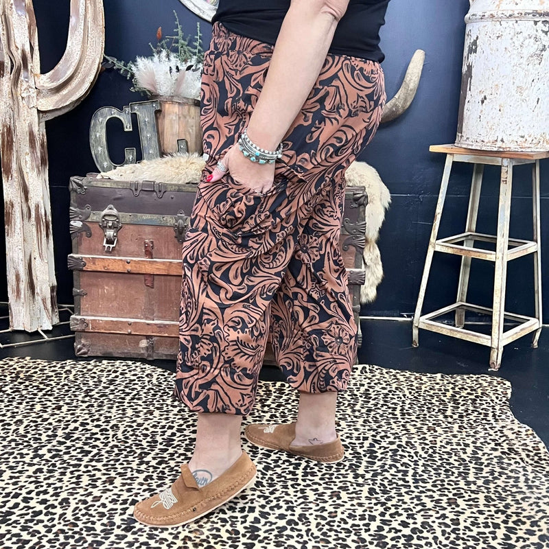Country Road Leather Print Joggers - Country Lace Boutique