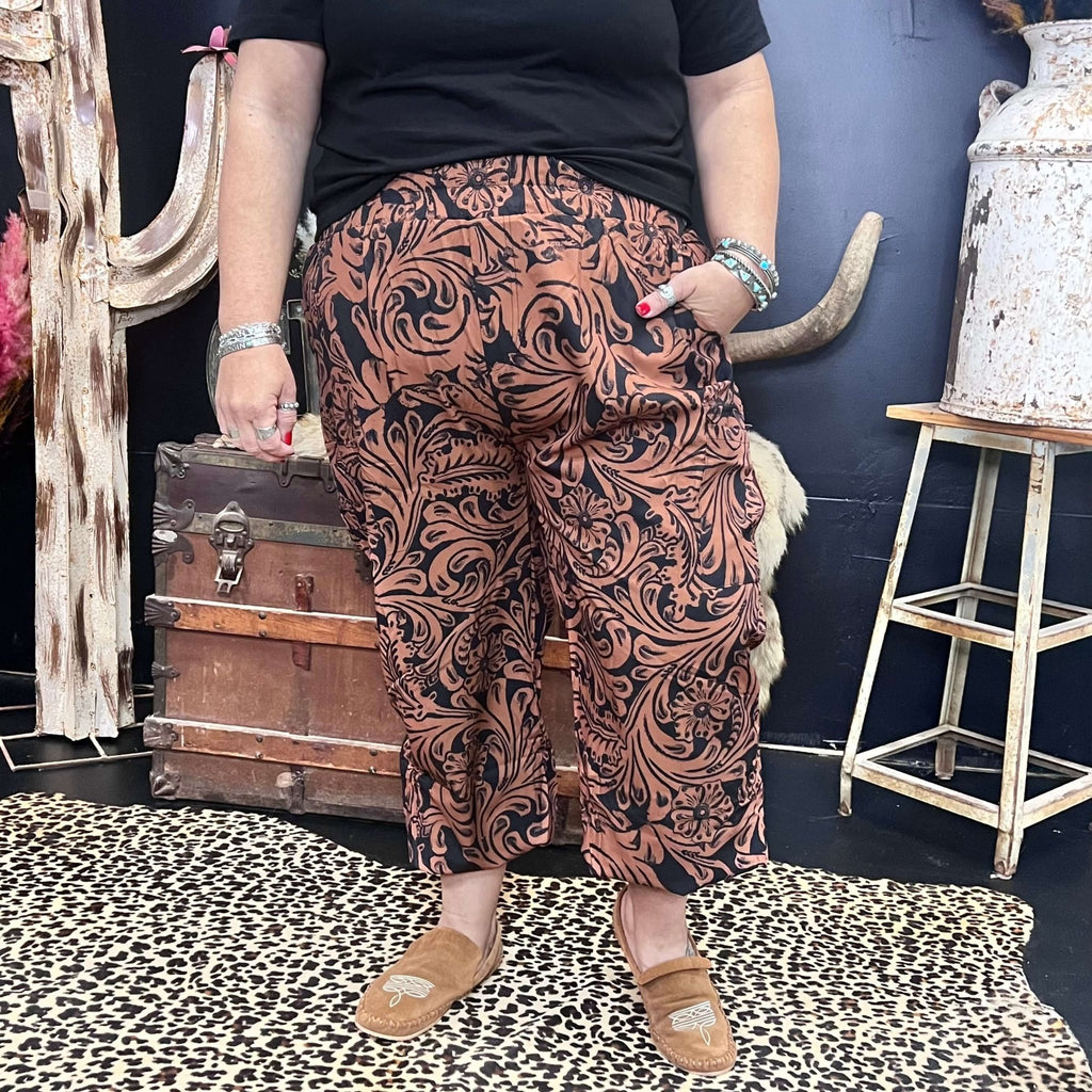 Country Road Leather Print Joggers - Country Lace Boutique