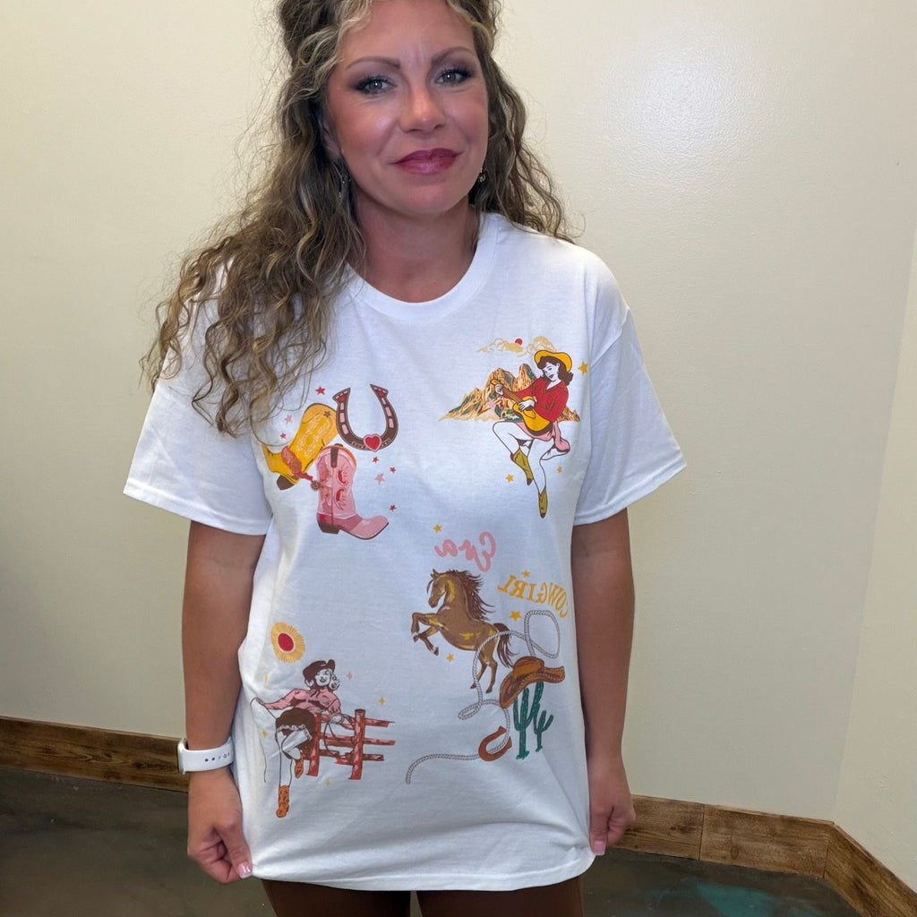 Cowgirl Era White T Shirt - Country Lace Boutique
