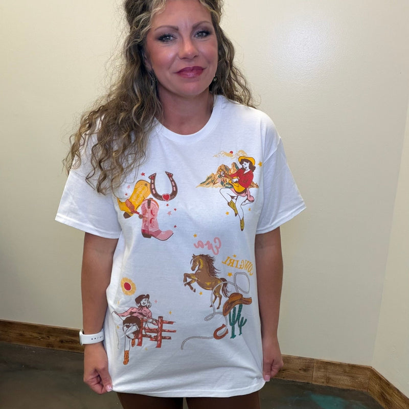 Cowgirl Era White T Shirt - Country Lace Boutique