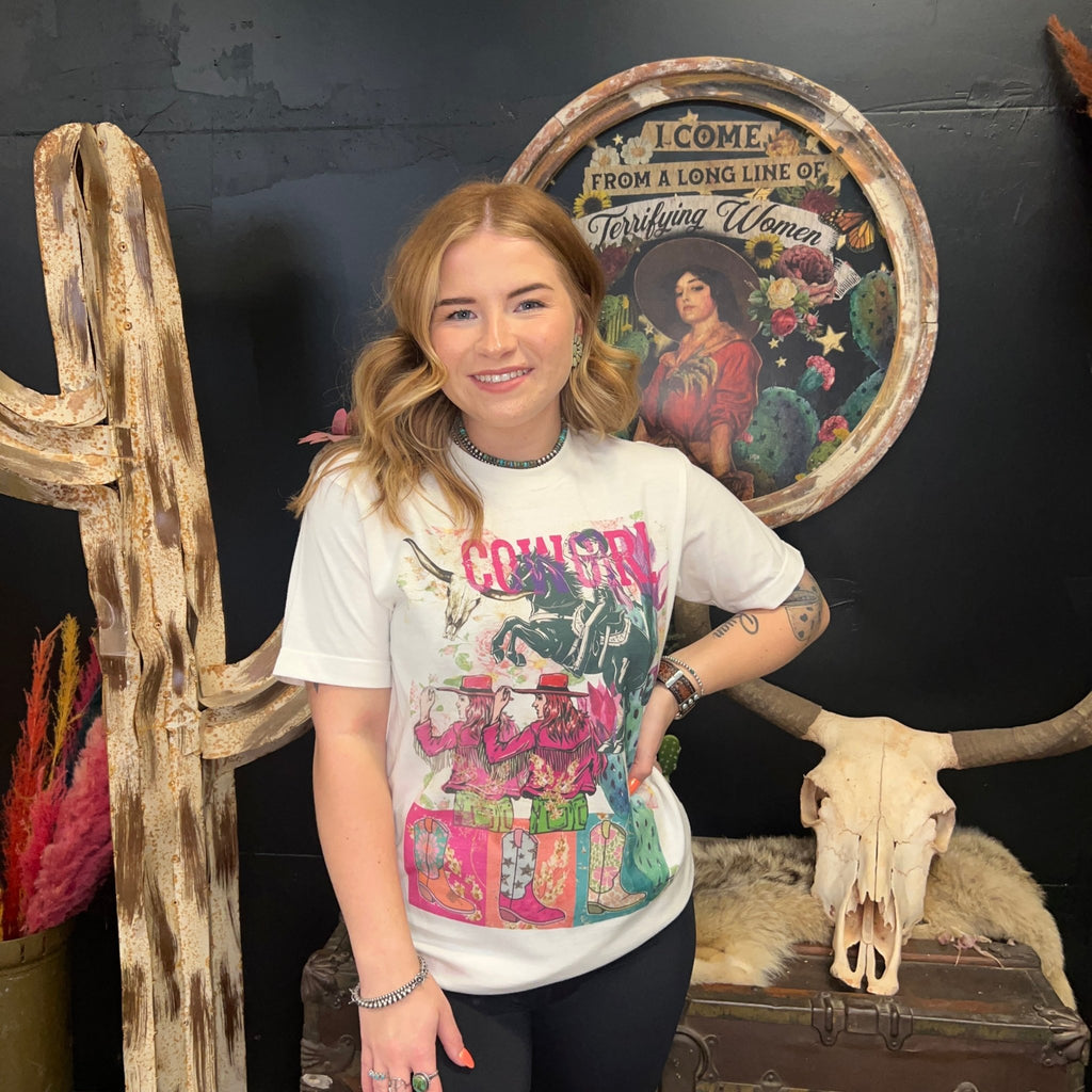 Cowgirl Vintage White T-Shirt - Country Lace Boutique