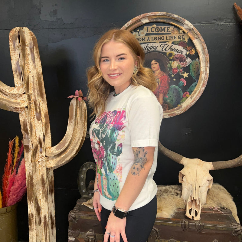 Cowgirl Vintage White T-Shirt - Country Lace Boutique