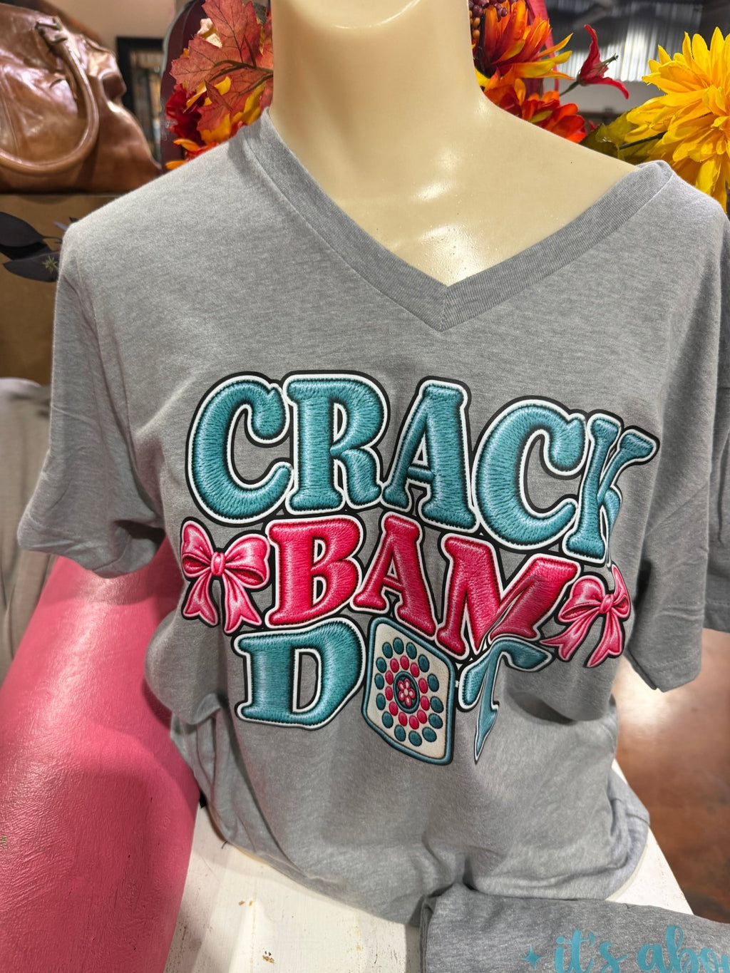 Crack Bam Dot V Neck Tee - Country Lace Boutique