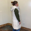 Cream Button Down Long Puffer Vest w/ Hood - Country Lace Boutique