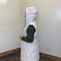 Cream Button Down Long Puffer Vest w/ Hood - Country Lace Boutique