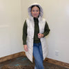 Cream Button Down Long Puffer Vest w/ Hood - Country Lace Boutique