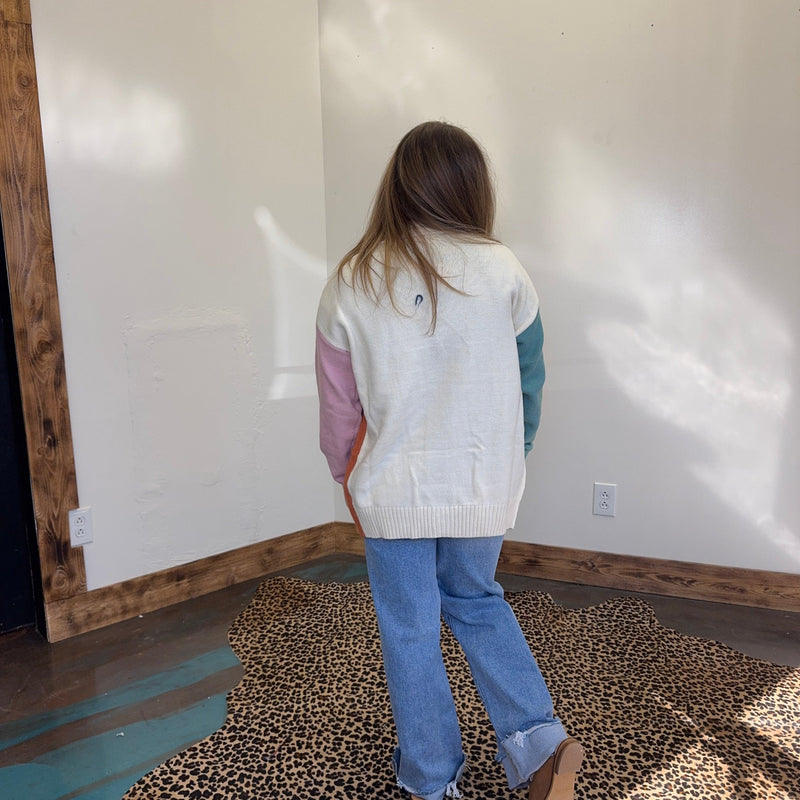 Cream & Pumpkin Button Cardigan Long Sleeve Sweater - Country Lace Boutique