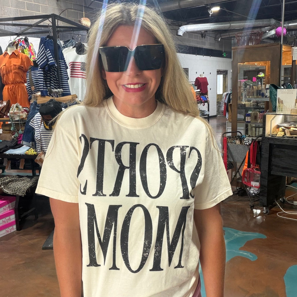 Cream with Black Sports Mom Graphic Tee - Country Lace Boutique