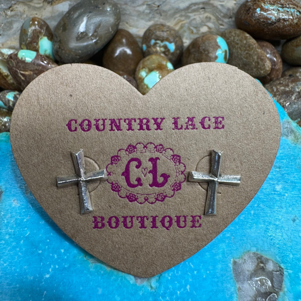 Cross Post Stud Sterling Silver Earring - Country Lace Boutique