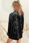 Button Up Long Sleeve Velvet Shirt