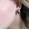 Dahlia Rose Oval W/ Ball Detail Post Genuine Sterling Silver Earring - Country Lace Boutique