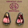 Dahlia Rose Triangle W/ Ball Detail Post Genuine Sterling Silver Earring - Country Lace Boutique
