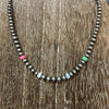 Dainty 14 inch 3, 4, 5, 6mm Navajo Pearl with Multi - Opal Patterned Sterling Silver Necklace - Country Lace Boutique