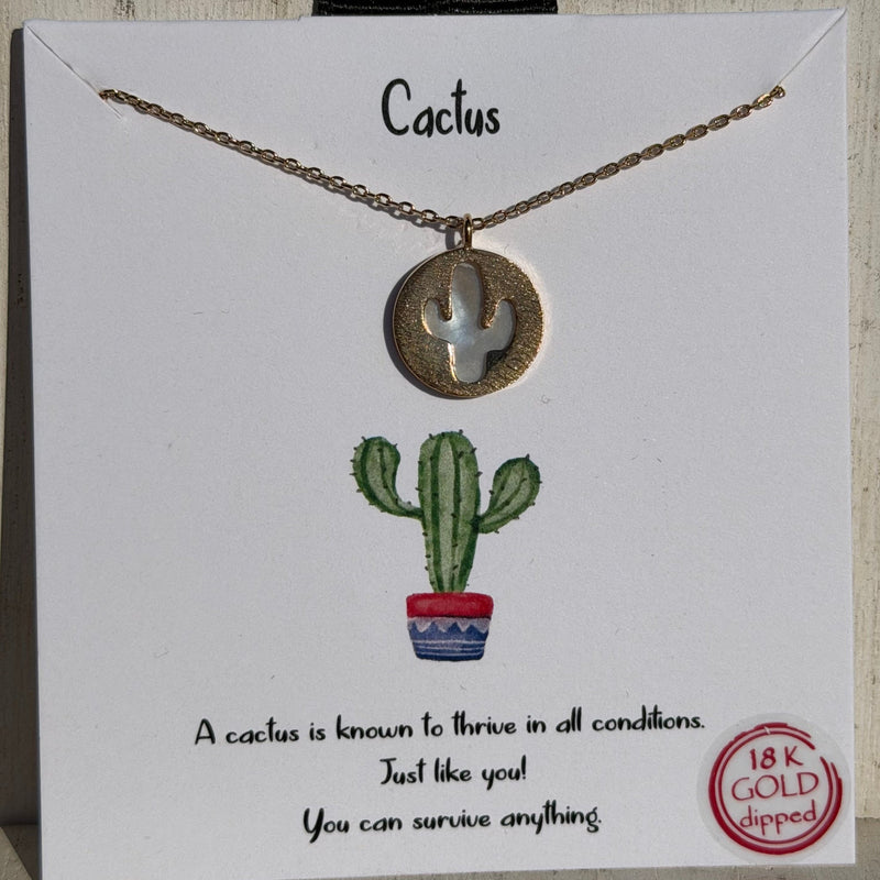 Dainty Cactus Gold Fashion Necklace - Country Lace Boutique