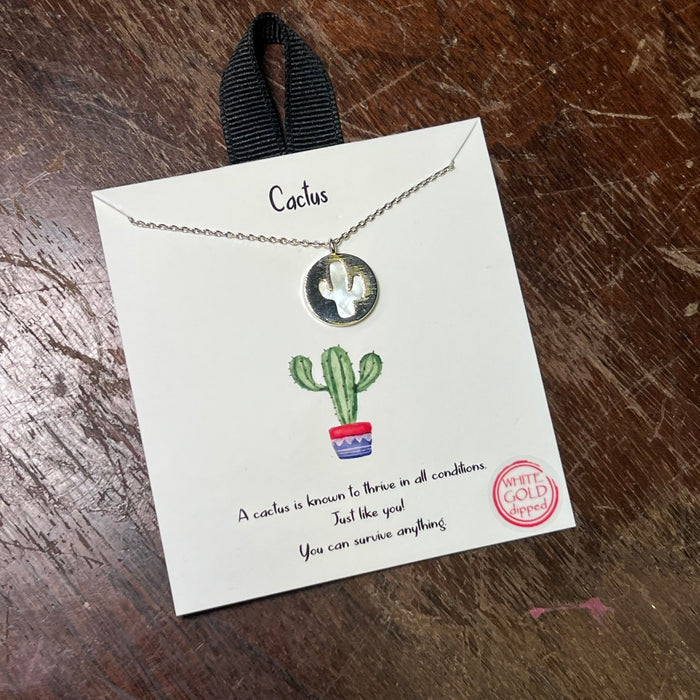 Dainty Cactus Silver Fashion Necklace - Country Lace Boutique