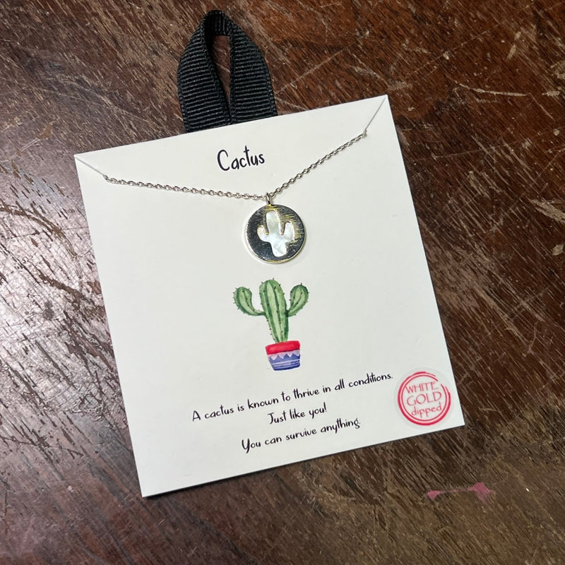 Dainty Cactus Silver Fashion Necklace - Country Lace Boutique